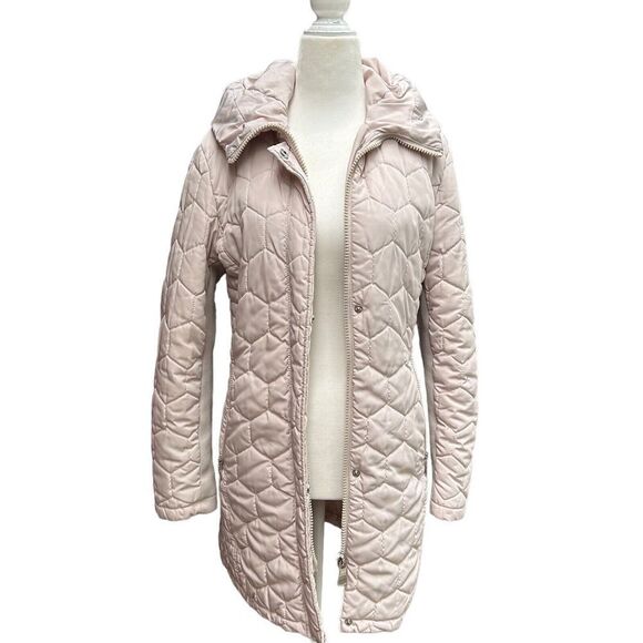 Calvin Klein Parka Coat Quilted Pale blush Pink Beige Rose Gold Size Small: - Picture 3 of 16